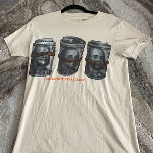 Fashion Nova Cream and Orange Short Sleeve Tee